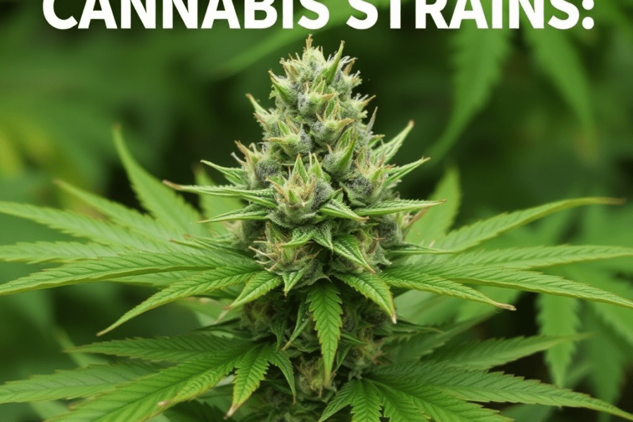 Cannabis plant showcasing a vibrant bud with green leaves - Cannabis Strains Overview